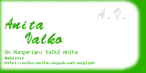 anita valko business card